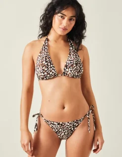 Accessorize Animal Print Halter Bikini Top Brown