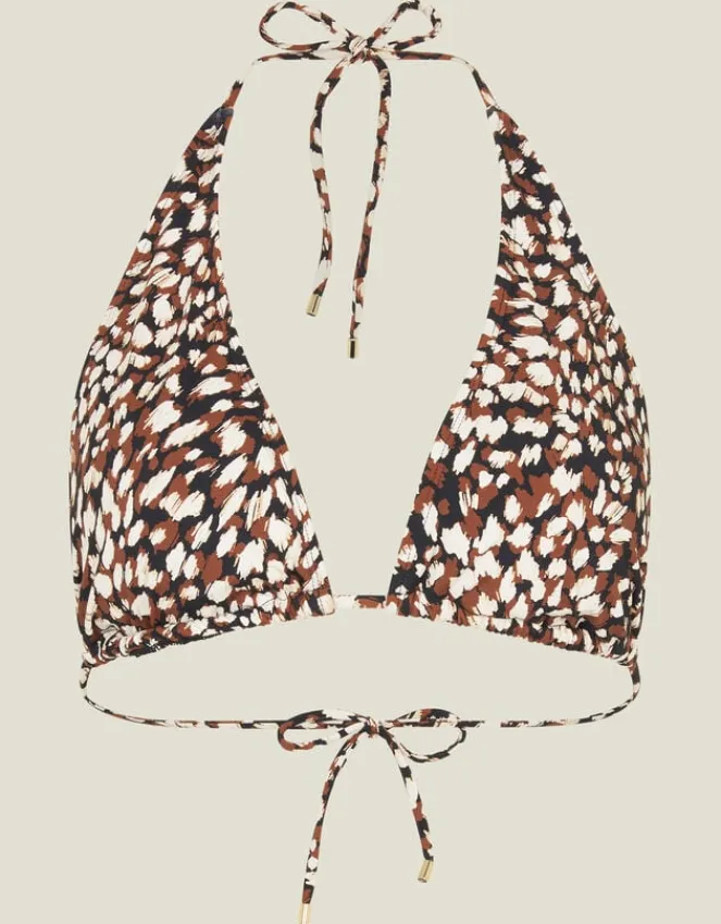 Accessorize Animal Print Halter Bikini Top Brown