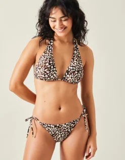 Accessorize Animal Print Tie Side Bikini Bottoms Brown