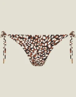 Accessorize Animal Print Tie Side Bikini Bottoms Brown
