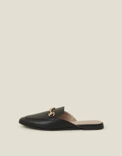 Accessorize Backless Metal Bar Loafers Black