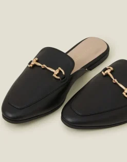 Accessorize Backless Metal Bar Loafers Black