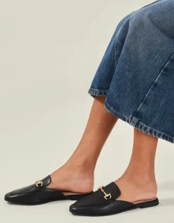 Accessorize Backless Metal Bar Loafers Black