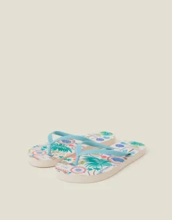 Accessorize Beach Print Flip Flops Multi