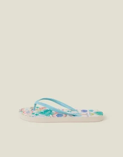 Accessorize Beach Print Flip Flops Multi