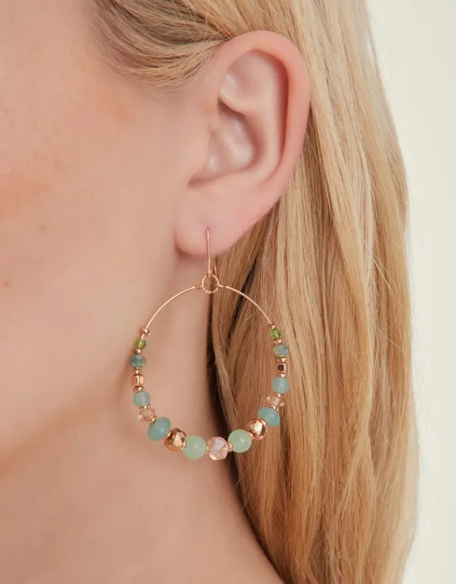 Accessorize Bead Drop Hoop Earrings