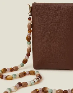 Accessorize Bead Strap Faux Leather Phone Bag