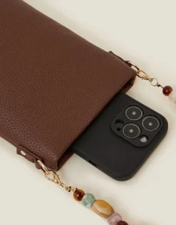 Accessorize Bead Strap Faux Leather Phone Bag