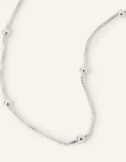 Accessorize Beaded Chain Necklace Silver