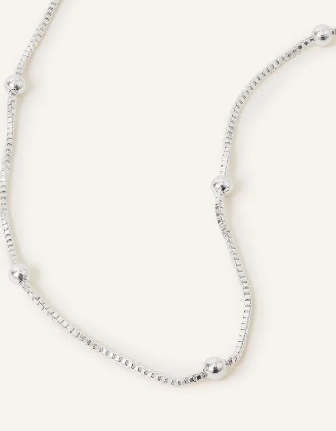 Accessorize Beaded Chain Necklace Silver