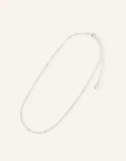 Accessorize Beaded Chain Necklace Silver