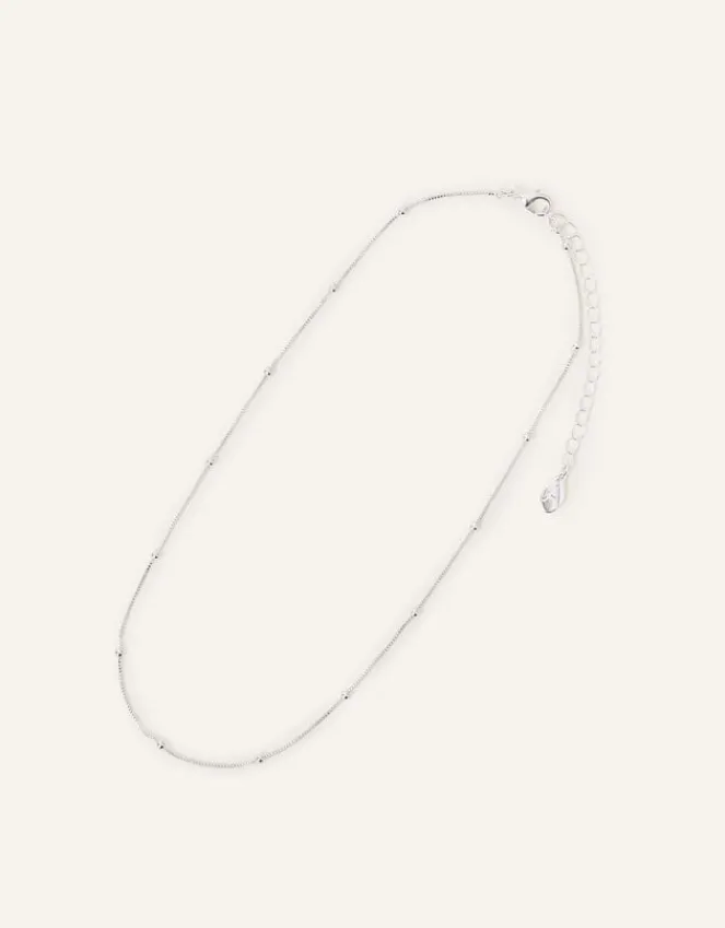 Accessorize Beaded Chain Necklace Silver