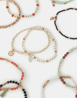 Accessorize Beaded Charm Stretch Bracelet Multipack