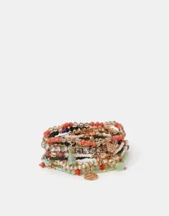 Accessorize Beaded Charm Stretch Bracelet Multipack