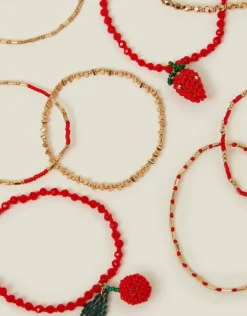 Accessorize Beaded Cherry Stretch Bracelets