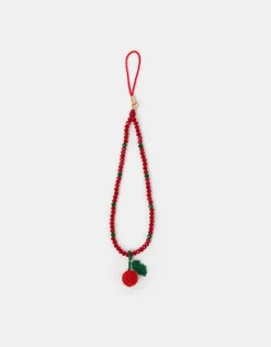 Accessorize Beaded Cherry Wrist Phone Strap