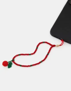 Accessorize Beaded Cherry Wrist Phone Strap