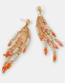Accessorize Beaded Facet Long Drop Earrings