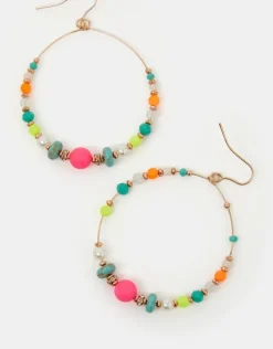 Accessorize Beaded Hoop Drop Earrings