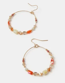 Accessorize Beaded Hoop Mid Drop Earrings