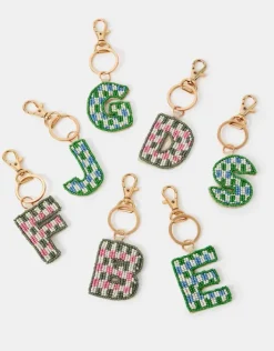 Accessorize Beaded Initial Keyring Multi