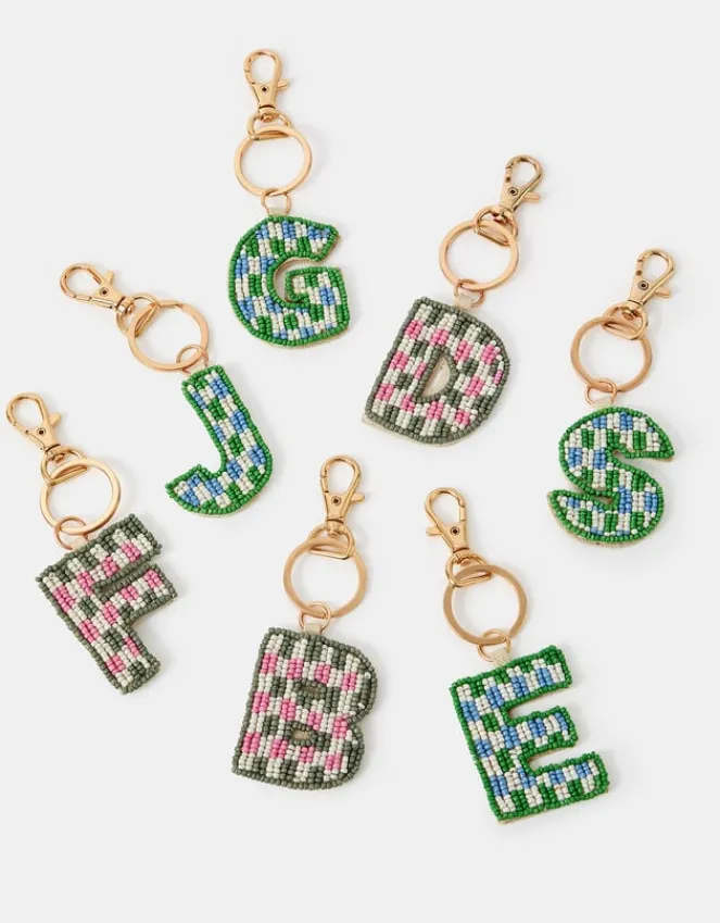 Accessorize Beaded Initial Keyring Multi