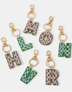 Accessorize Beaded Initial Keyring Multi