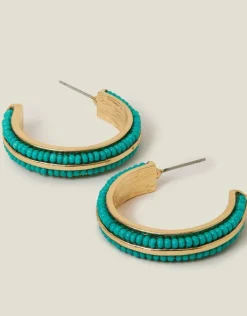Accessorize Beaded Inlay Hoop Earrings
