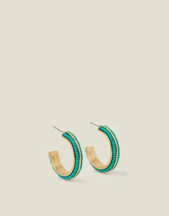 Accessorize Beaded Inlay Hoop Earrings