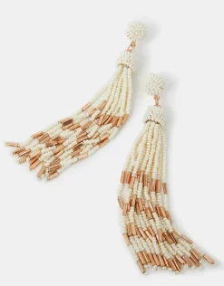 Accessorize Beaded Tassel Drop Earrings