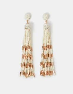 Accessorize Beaded Tassel Drop Earrings