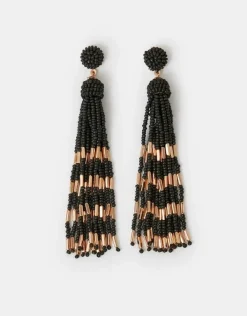 Accessorize Beaded Tassel Drop Earrings