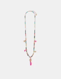 Accessorize Beaded Tassel Rope Longline Necklace
