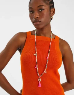 Accessorize Beaded Tassel Rope Longline Necklace