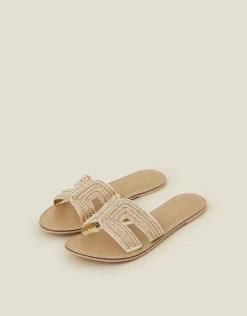 Accessorize Bella Beaded Sliders Gold