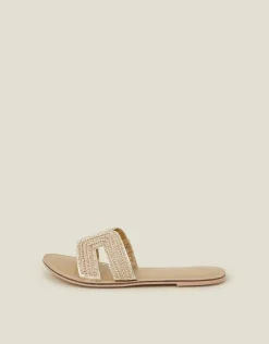 Accessorize Bella Beaded Sliders Gold
