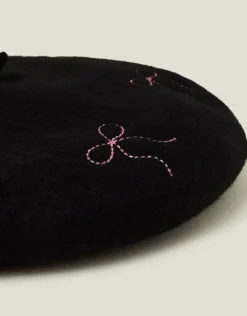 Accessorize Bow Stitch Wool Beret