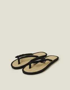 Accessorize Bow Strap Seagrass Flip Flops Black
