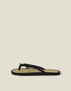 Accessorize Bow Strap Seagrass Flip Flops Black