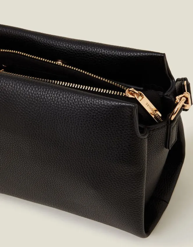 Accessorize Braid Strap Faux Leather Cross-Body Bag Black