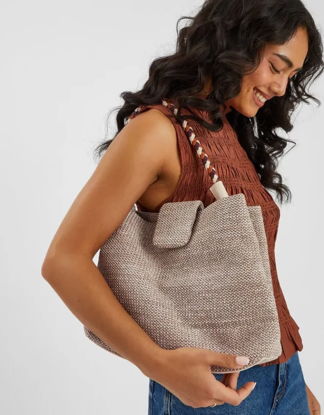 Accessorize Braid Strap Woven Shoulder Bag