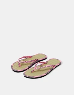 Accessorize Braided Bandana Seagrass Flip Flops Pink