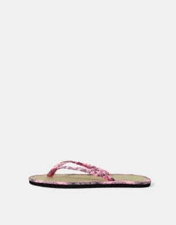Accessorize Braided Bandana Seagrass Flip Flops Pink
