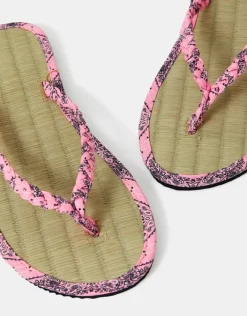 Accessorize Braided Bandana Seagrass Flip Flops Pink