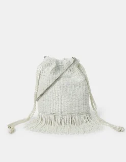 Accessorize Bridal Bead Fringe Bucket Bag