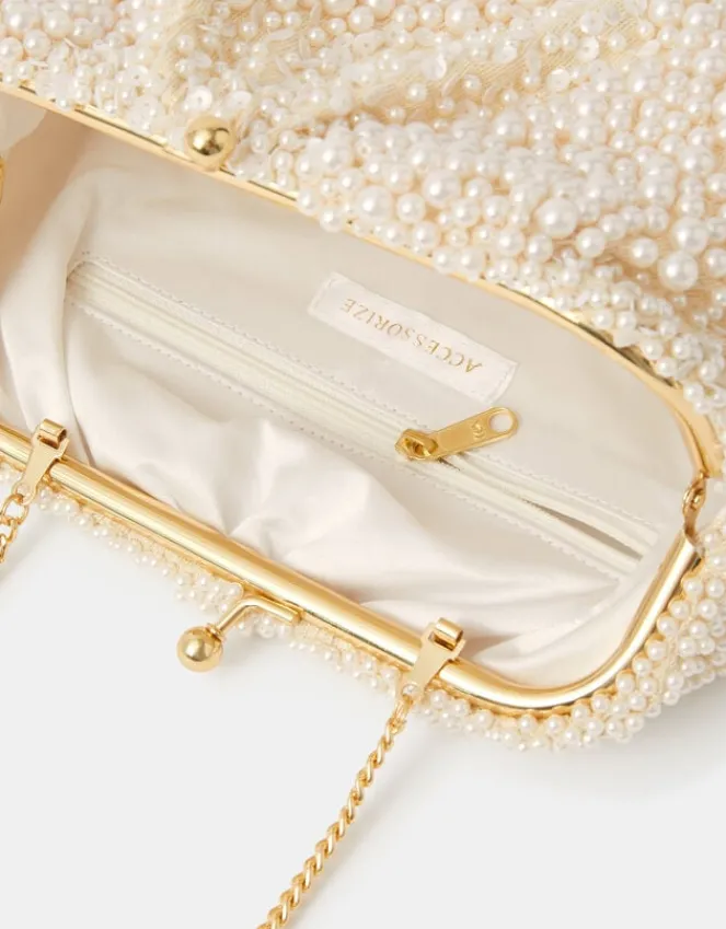 Accessorize Bridal Cloud Pearl Beaded Mini Bag
