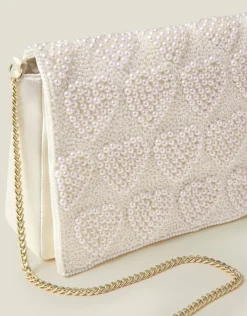 Accessorize Bridal Pearl Heart Clutch Bag