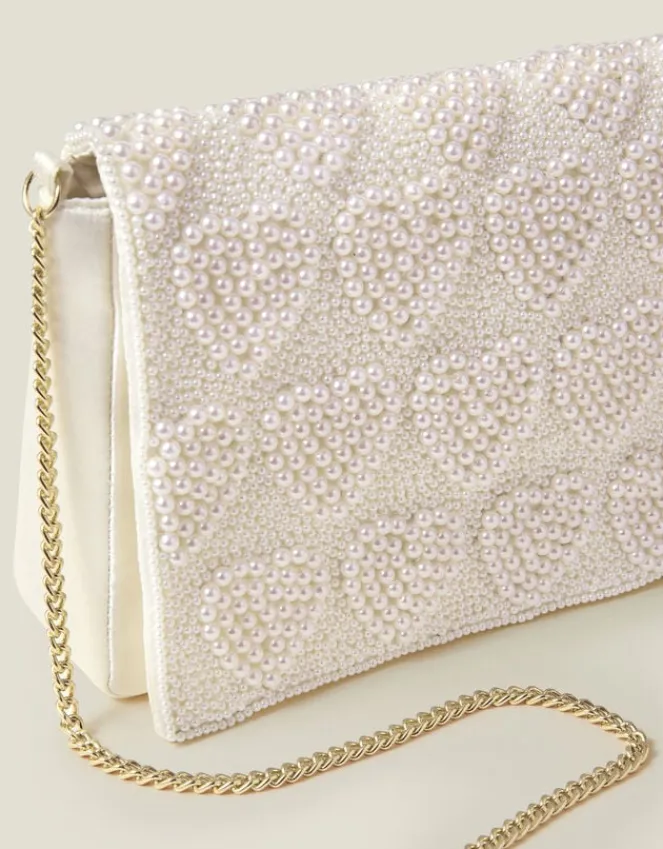 Accessorize Bridal Pearl Heart Clutch Bag