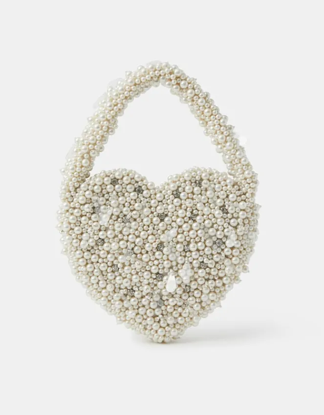Accessorize Bridal Pearl Heart Handbag