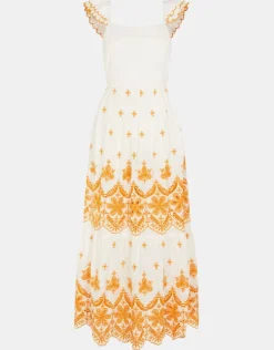 Accessorize Broderie Frilly Sleeve Maxi Dress White